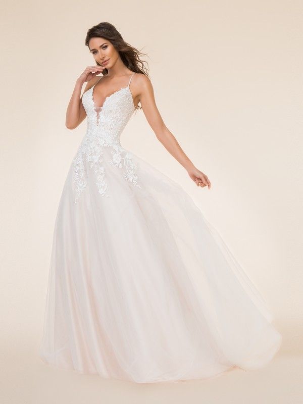 Illusion Bridal Gowns Fresh Full A Line Deep V Moonlight Tango Wedding Dress T872