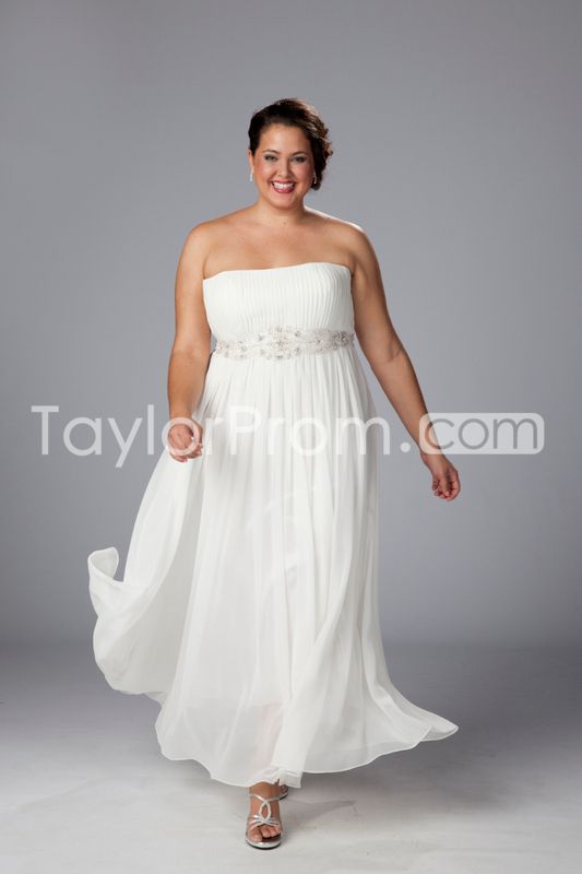 Informal Plus Size Wedding Dresses Awesome Sumptuous Empire Strapless Ankle Length Beaded & Ruffles