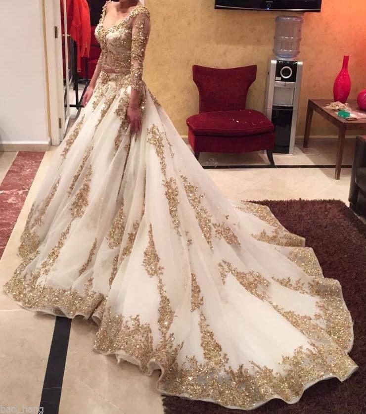 empire shiny gold sequined wedding dresses