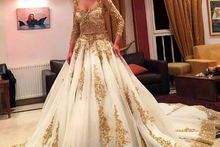 Ivory Gold Wedding Dress New Two Pieces Wedding Dresses Gold and Ivory Arabic Beads