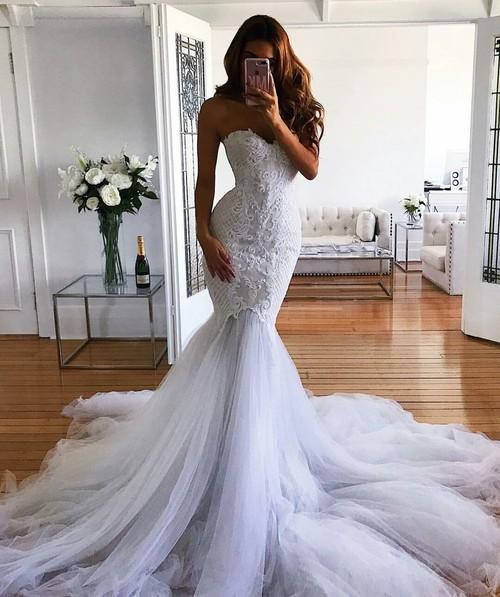 Ivory Mermaid Wedding Dresses Awesome Modest Mermaid Wedding Dress 2018 Latest Fashion Bridal Gowns Custom Made Vestidos De Novia Lace Sweetheart Tulle Trumpet Court Train Gown Wedding