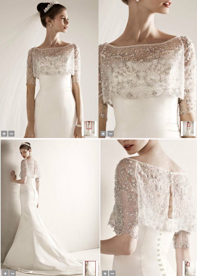 Ivory Wedding Dresses Elegant Oleg Cassini Satin Wedding Gown with Beaded Pop Over Jacket