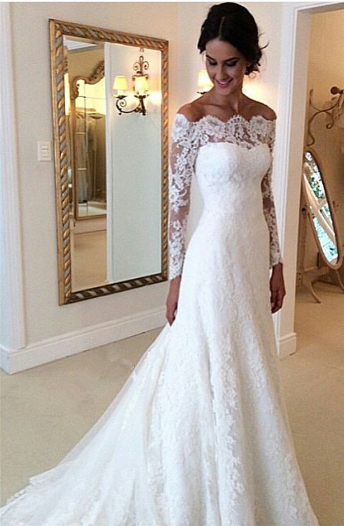 Ivory Wedding Gowns Elegant Custom Long Sleeve Wedding Dresses