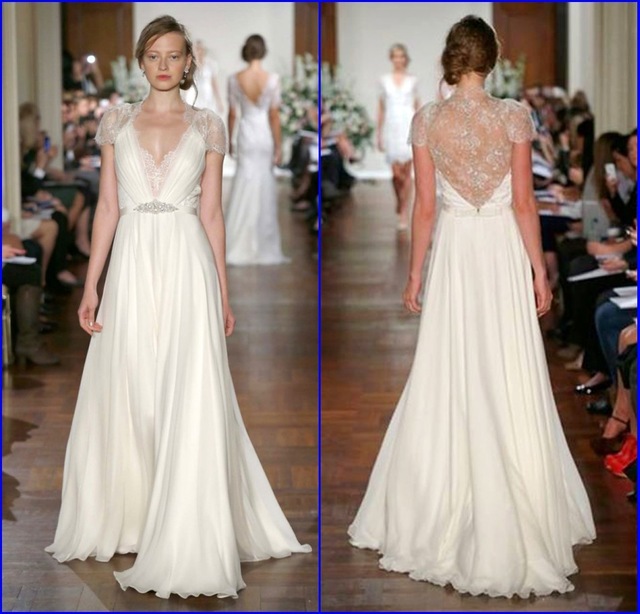 Romantic Vestido de noiva V Neck Lace Cap Sleeve A line Perfect Wedding Dress Jenny packham 640x640