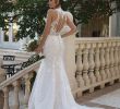 Jeweled Neckline Wedding Dress Fresh Style Jewel Illusion Collared Gown with Embroidered