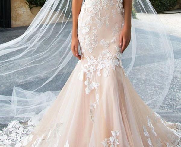 Jeweled Neckline Wedding Dress Luxury Glamorous Tulle Jewel Neckline See Through Bodice Mermaid