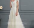 Jjs Bridal Fresh A Line V Neck Sweep Train Tulle Wedding Dress with Bow S
