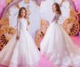 Kids Dress for Weddings Unique 2019 Long Sleeve Jewel Lace and Tulle Wedding Flower Girls Dresses A Line Sash button Kids formal Wear