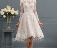 Knee Length Lace Wedding Dresses Lovely A Line Illusion Knee Length Lace Wedding Dress