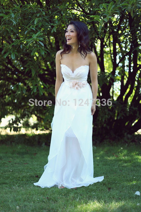 Short Sweetheart Lace Wedding Dress Simple Wedding dress with peplum Cotton Wedding Dress VEGAN Reception