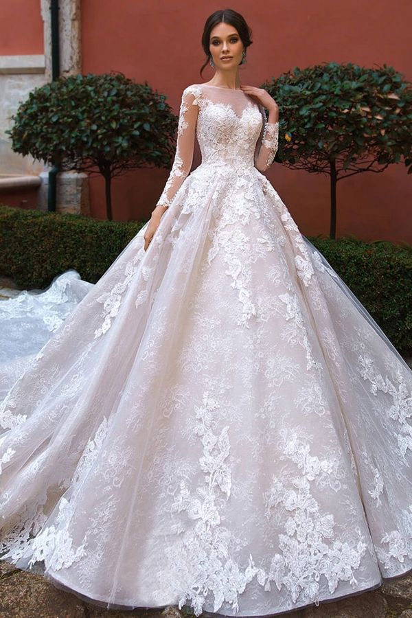 Lace Applique Wedding Dresses Luxury 335 39] Splendid Tulle Jewel Neckline Ball Gown Wedding