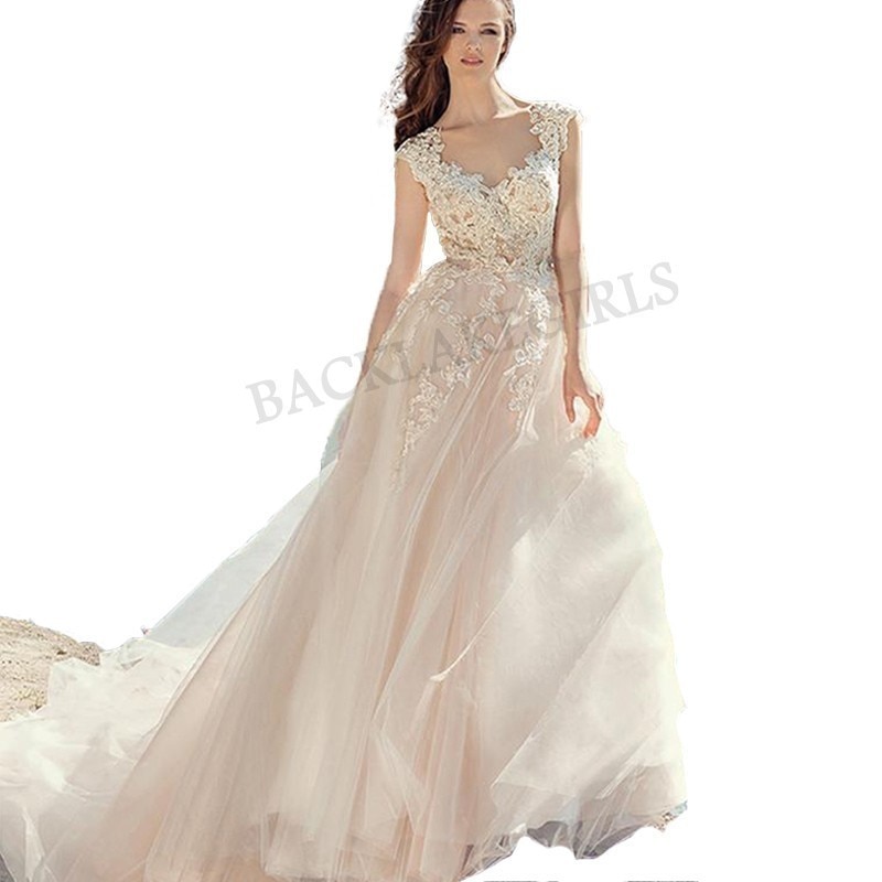 Ivory Informal Wedding Dress 2019 Lace Appliques Romantic Beach Bridal Gown Lace Top Vestidos De Novia