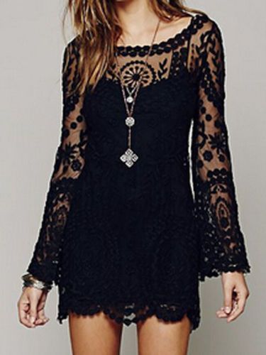Lace Dress for Sale Awesome Women Semi Black Y Sheer Sleeve Embroidery Floral Lace