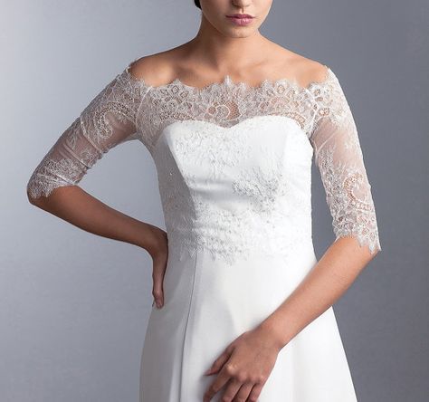 Lace Dress toppers Luxury F Shoulder Lace Bolero Finished with Sequins Simple Bridal