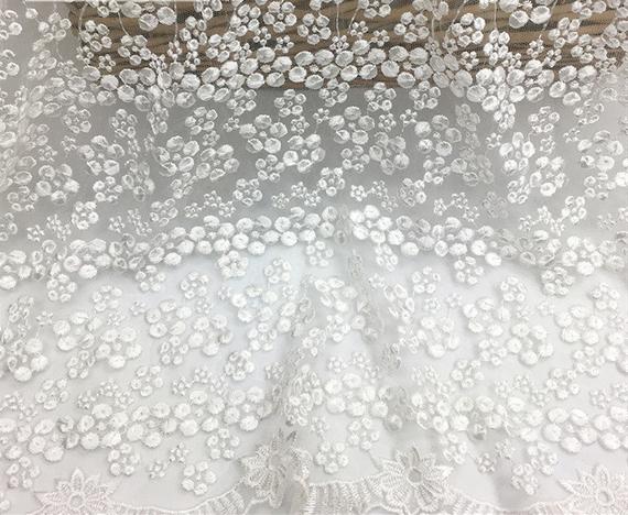 Lace Fabrics for Wedding Dresses Luxury White Bridal Florals Embroidered Lace Fabric by the Yard