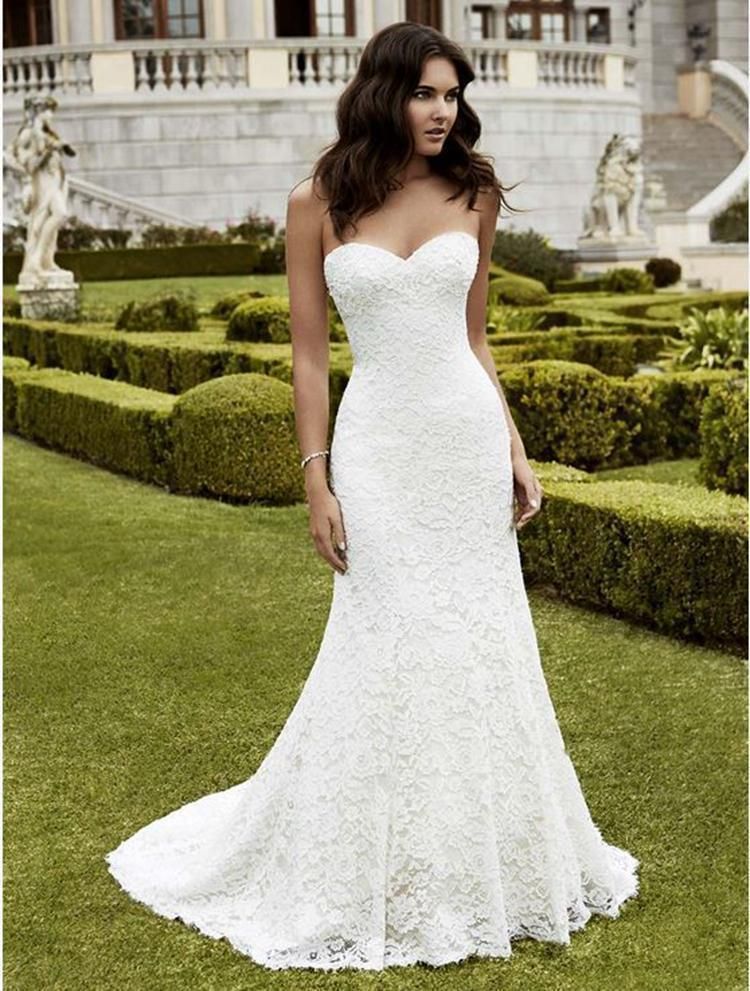 Lace Strapless Wedding Dresses New 2016 Simple Garden Full Lace Wedding Dresses A Line