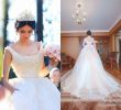 Lace Up Wedding Dress Elegant Romantic Fluffy Ball Gown Wedding Dresses with Bow Lace Up Tulle Scoop 2019 Bridal Dress Sweep Train Puffy Wedding Dresses Retro Wedding Dresses From