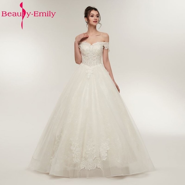 Beauty Emily White Ball Gown Wedding Dresses 2018 Beads Lace Up Bridal Dresses Ball Gown Wedding 640x640