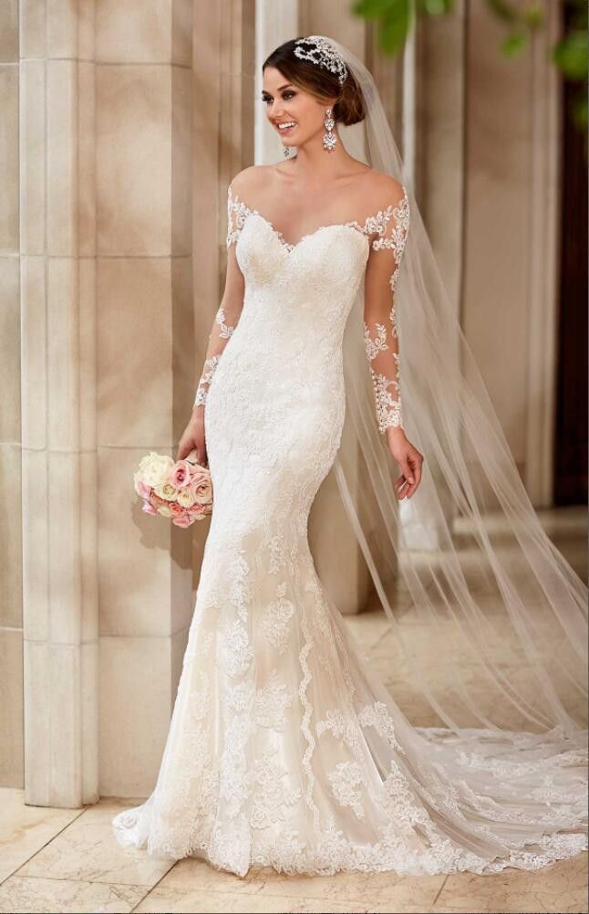 Lace Wedding Dresses Fresh J159 Y See Through top Lace Wedding Dress Chapel Train