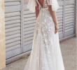 Lace Wedding Dresses with Cap Sleeves Lovely Elegant Half Sleeves V Neck Lace Sweep Trailing Long Wedding Dresses Md359