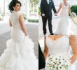 Lace Wedding Dresses with Cap Sleeves Luxury 2019 Lace Plus Size Wedding Dresses Cap Sleeve button Covered Back Modest Mermaid Bridal Gowns Ruffle Tiers organza Skirt Wedding Gowns