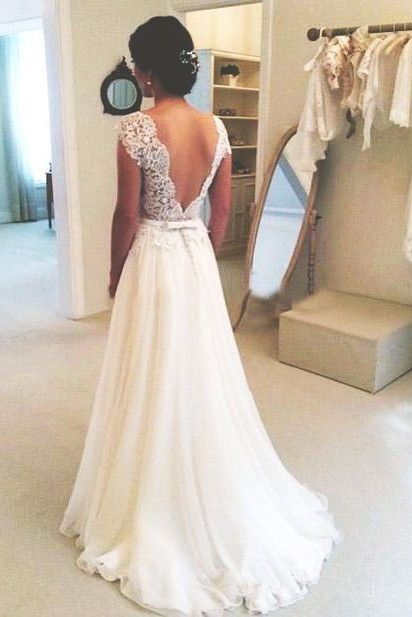 Lace Wedding Dresses with Sleeves and Open Back Best Of A Line Round Neckline Chiffon Lace Long Open Back Sleeves