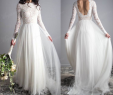 Lace Wedding Dresses with Sleeves and Open Back New Sretchy Lace Sleeves Elegant Wedding Dress Open Back Chiffon
