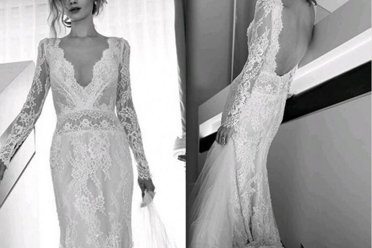 Lace Wedding Dresses with Sleeves and Open Back Unique Lihi Hod Bohemian Beach Wedding Dresses Full Lace Long Sleeves Y V Neck Sweep Train Bridal Gowns Custom Made Open Back 2017 Hot Sale