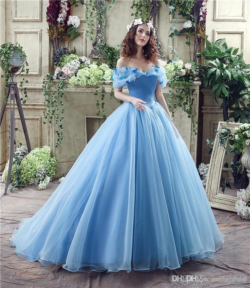 Light Blue Dresses for Wedding Awesome Real S Blue Cinderella Princess Wedding Dress Ball Gown F the Shoulder with butterfly Lace Up Bridal Gowns Vestidos De Novia Sb047 Ball Gown