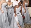 Light Grey Bridesmaid Dresses Long Best Of Beading top E Shoulder Sliver Light Grey Long Bridesmaid