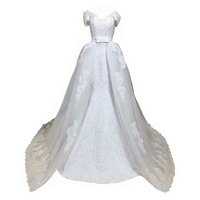 Lilly Pulitzer Wedding Dresses Elegant Dingdingmail 2019 Luxury F Shoulder Lace Mermaid Wedding Dresses with Detachable Skirt Applique Corset Back Bridal Gowns