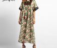 Linen Dresses for Wedding Awesome Simplee Ethnic Embroidery Print Women Maxi Dress Summer Tassel Lace Up Long Loose Linen Dress Vintage Boho Female Green Vestidos