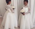 Little Girl Wedding Dresses Cheap Awesome High Neck Long Sleeve Flower Girl Dresses for Weddings Lace Appliqued Little Baby Gowns Cheap 2018 New Munion Dress Flower Girl Dresses Brisbane