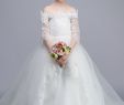 Little Girl Wedding Dresses Cheap Lovely White Ball Gown Tulle Appliques F the Shoulder Flower Girl