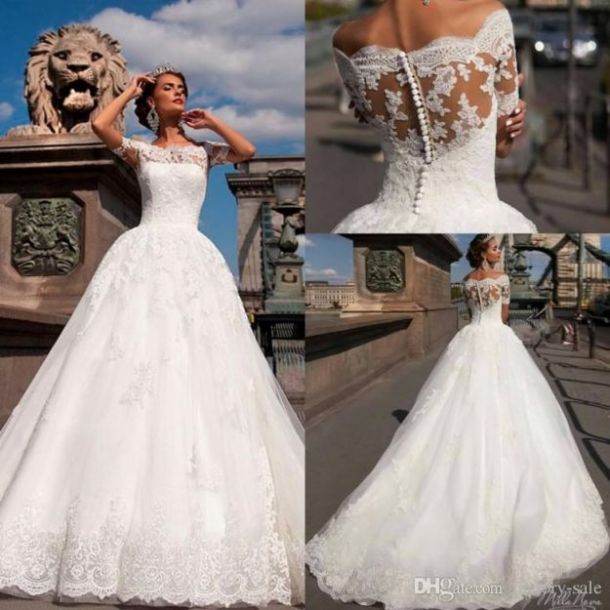 Long Dresses for A Wedding Elegant Wedding Gown with Sleeve Unique Beaded Lace Wedding Dresses