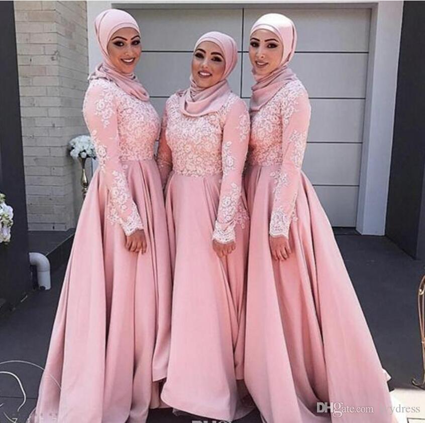 long sleeve bridesmaid dresses muslim elegant