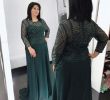Long Sleeve Dresses for Wedding Guests Luxury 2019 New Dark Green Mother F Bride Dresses Jewel Neck Crystal Beading Long Sleeves Wedding Guest Dress formal Prom Dress evening Gowns Best Mother