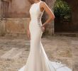 Long Sleeve Illusion Wedding Dress Awesome Style Crepe Fit and Flare Dress with Illusion Lace