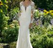 Long Sleeve Illusion Wedding Dress Lovely Style Illusion Long Sleeve Fit and Flare with V