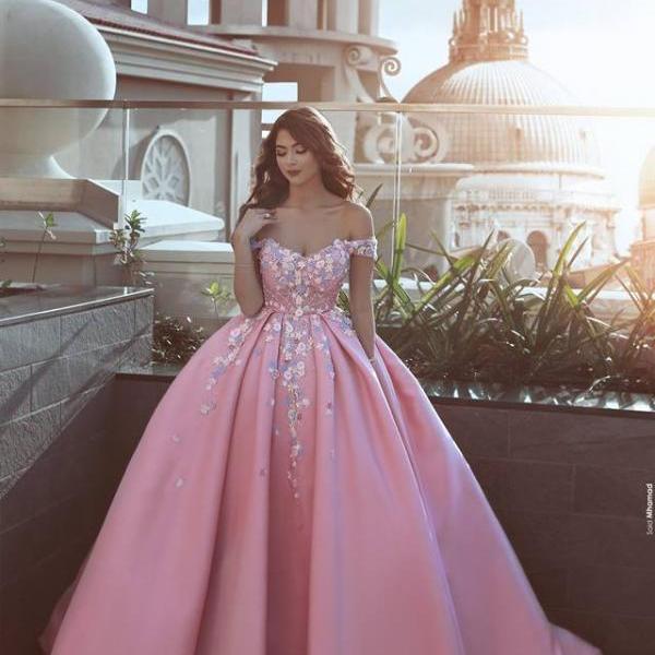 princess wedding dress design particularly long sleeve prom dress prom ball gown pink prom dress lace