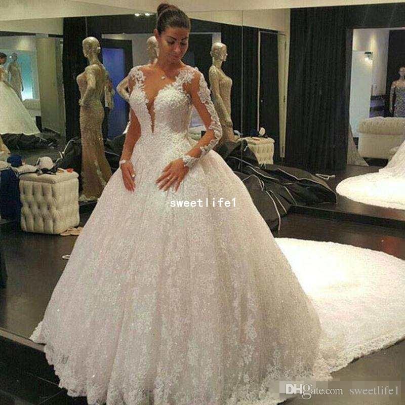 Long Sleeve Wedding Dress Cheap Fresh Y Illusion Back Long Sleeves Wedding Dresses 2018 Lace Ball Gown Wedding Gowns Robe De Mariage Vestido De Noiva