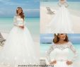 Long Sleeved Wedding Dresses 2016 Luxury Discount Summer Beach Lace Wedding Dresses 2016 Elegant Scoop Neck Long Sleeves Sheer White Simple Tulle A Line Bridal Gowns Cheap Plus Size Chiffon