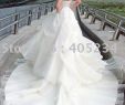Long Tailed Wedding Dresses Unique Luxurious Wedding Gown Big Train Sleeveless White Color Long