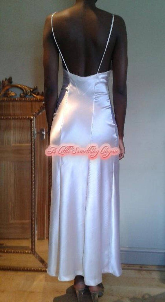 Long White Silk Dress Beautiful Silk Nightgown White Silk Slip Dress White Silk Nightdress