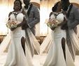 Lucia Brides Inspirational 2019 Y Split Mermaid Brautkleider Südafrika Sheer Neck Lace Appliques Plus Size Brautkleider Reißverschluss Zurück Günstige Hochzeitskleid