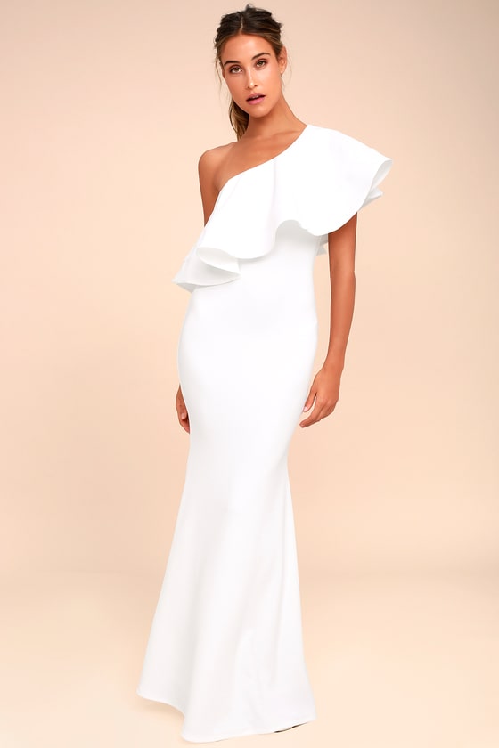 Lulus Wedding Guest Dresses Best Of so Amazed White E Shoulder Maxi Dress