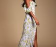 Lulus Wedding Guest Dresses Elegant Adelaide Lavender Floral Print F the Shoulder Maxi Dress