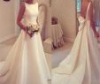 Luulla Wedding Dresses Luxury Open Back A Line White Satin Wedding Dress Scoop Neck Women Bridal Gowns 2019