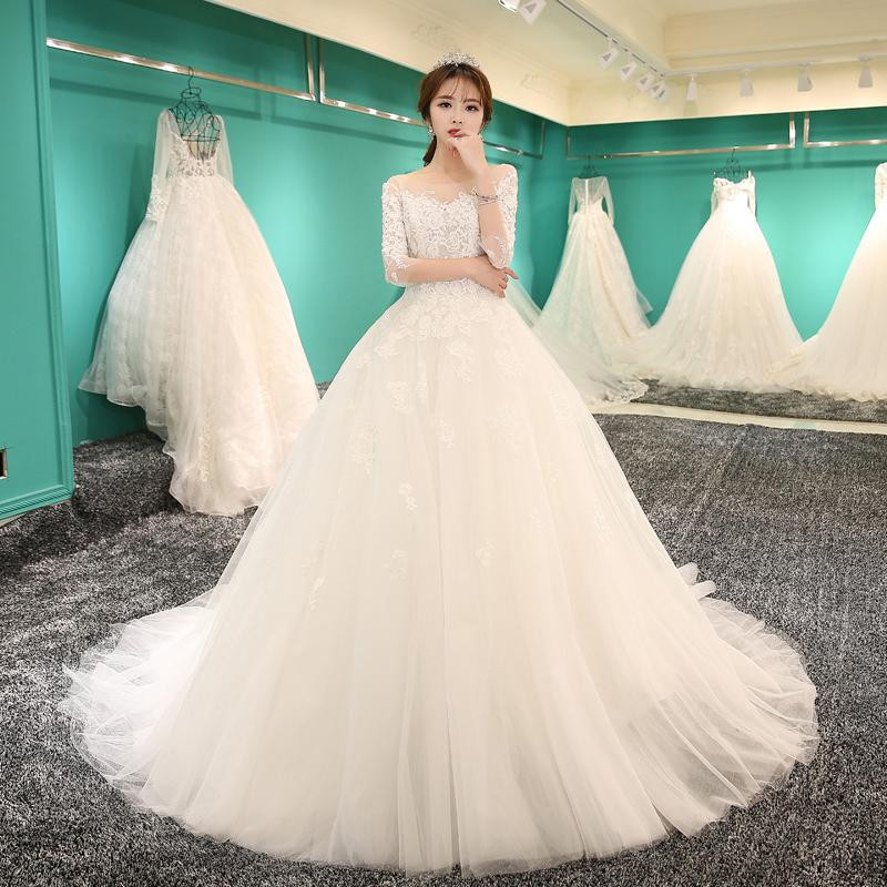 department store wedding dresses 2018 new slim bride fashion korean princess tail wedding dress good preferred