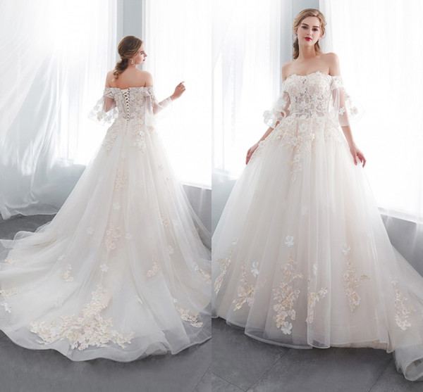 Marchesa Wedding Dress Prices Unique Discount Fairy Boho Light Champagne Wedding Dresses for Garden Beach Weddings 2019 Summer Verstidos Lace Up Back F Shoulders Appliqued Long Cps1003